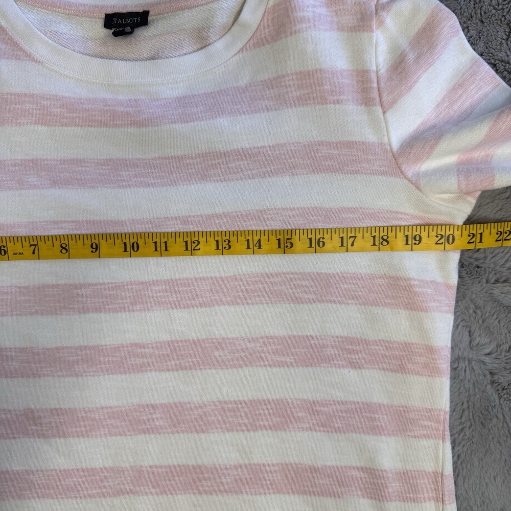 TALBOTS White Pink 100% Cotton STRIPE TOP SWEATSHIRT Medium - Picture 12 of 16